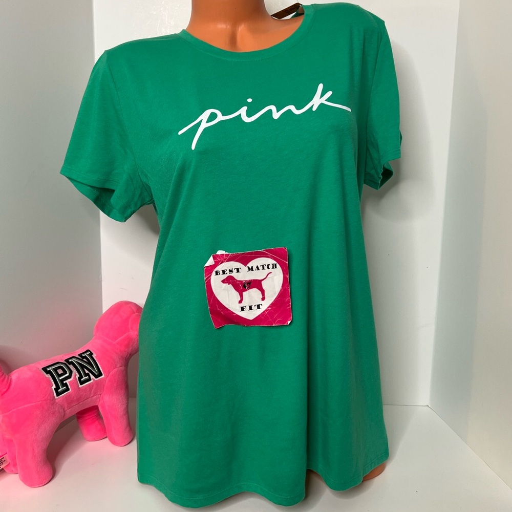 Victoria’s Secret PINK XL XXL Logo Crewneck Short-sleeve T-shirt Top Green